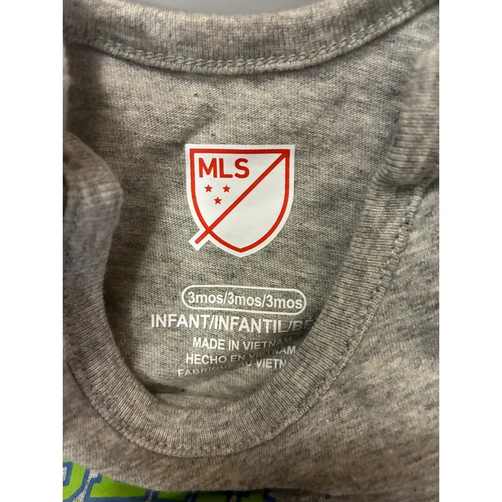 MLS Seattle Sounders‎ FC Infant Bodysuit Heather Gray 3 Months One Piece Baby